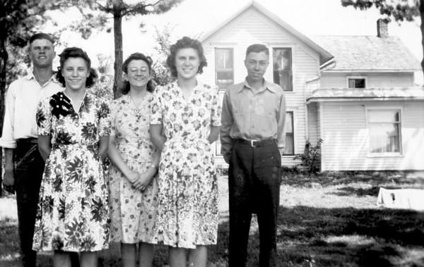 Bruhn family: George, Louise, Ann, Edna, Herb - in front of the ...